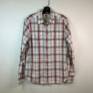 LEVI’S Men’s Red\White Plaid Western Style Pearl Snap Long Sleeve Shirt , sz SM